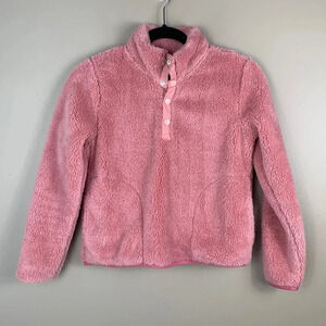Crewcuts pink fuzzy snap pullover sz lg